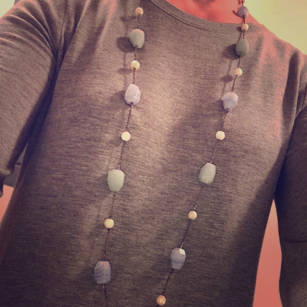 Multi stone necklace & earring set - Picture 2 of 5